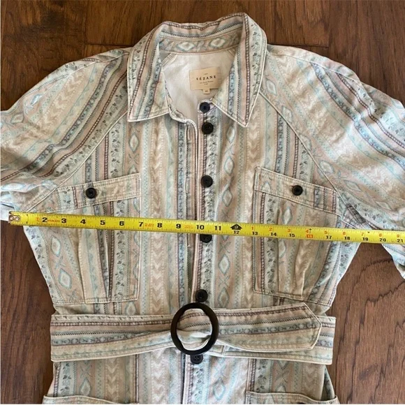 SÉZANE Ren Tribal/Aztec Print Denim Button Down Dress sz US 8 / FR 40 - Picture 12 of 14